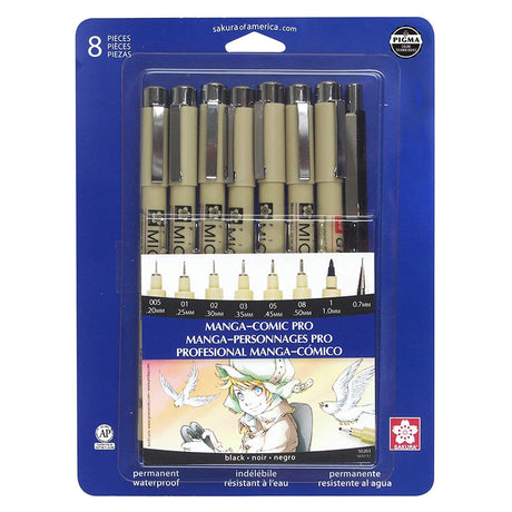 Pigma Manga Comic Pro Sketching & Inking Sets 8-Piece Set