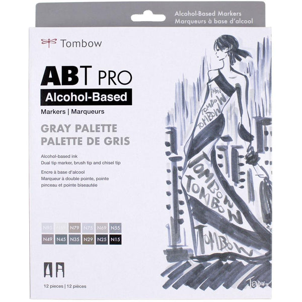 Tombow Gray Palette ABT PRO Brush Marker 12-Marker Sets Alcohol-Based