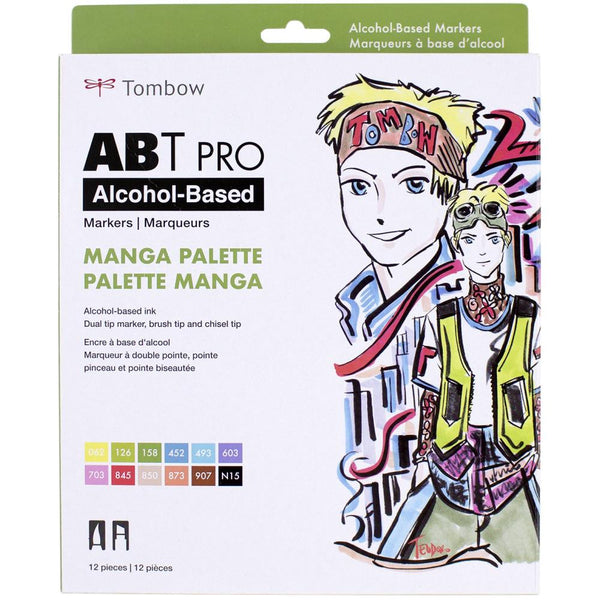 Tombow Manga Palette ABT PRO Brush Marker 12-Marker Sets Alcohol-Based