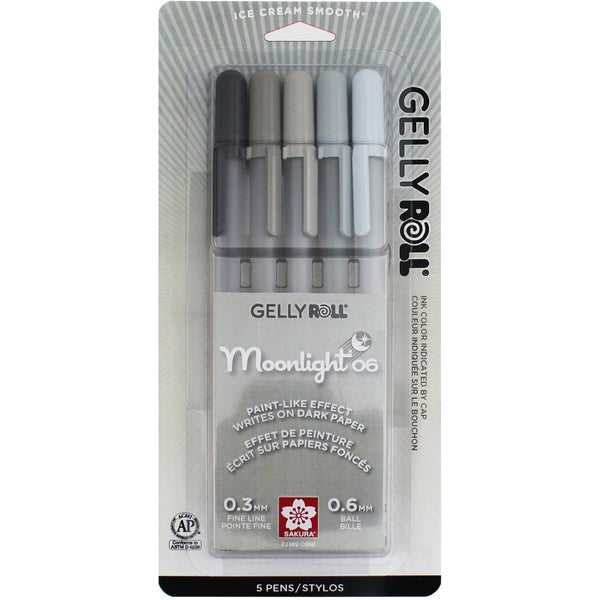 Gelly Roll Grays Moonlight Fine Point Pens 5/Pkg