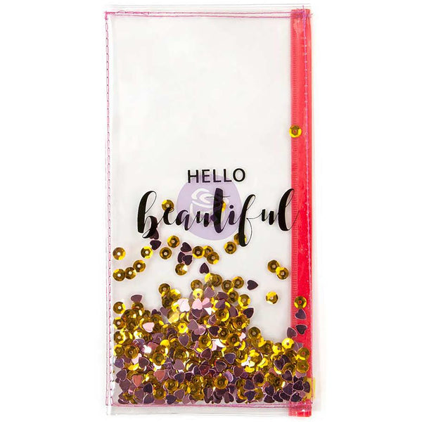 Hello Beautiful Prima Traveler's Journal Clear Shaker Pouch