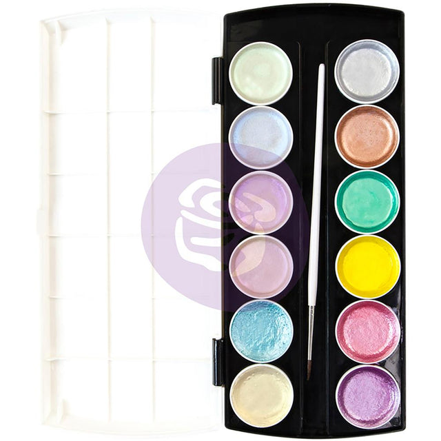 Water-Activated metallic accent pans, perfect for adding detailed metallic accents to all of your craft projects. Use them on flowers, coloring books, resin and more.