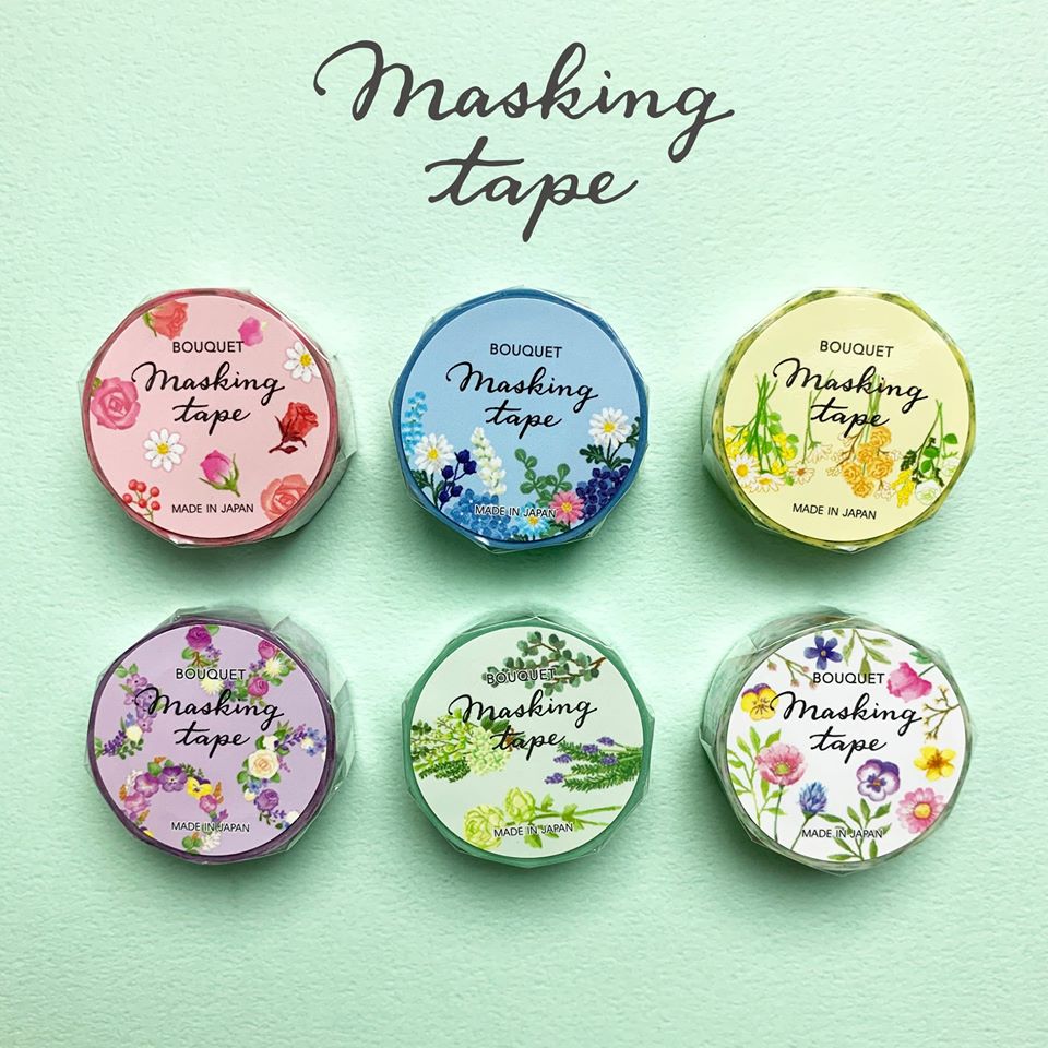 Cinta washi floral morada con ondas mentales