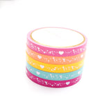 simply gilded PERFORATED WASHI TAPE 6mm set of 5 - Funky & Fresh SHIMMER HEART + silver holographic (May Release, Presale) LIMIT of 2