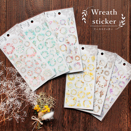Pink Flower Wreath Sticker Mind Wave