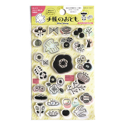 Clear Stamp Set with cute motif like flower, butterfly, tree and more! Perfect for decorating your planner, scrapbook or crafting project.