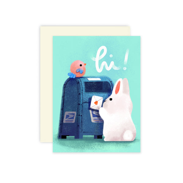 AMCD041 Snail Mail Bunny Card by The Little Red House