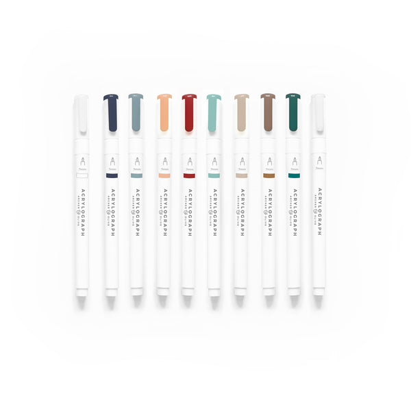 Acrylograph Pens Cool Fall Collection 0.7mm Tip Archer & Olive