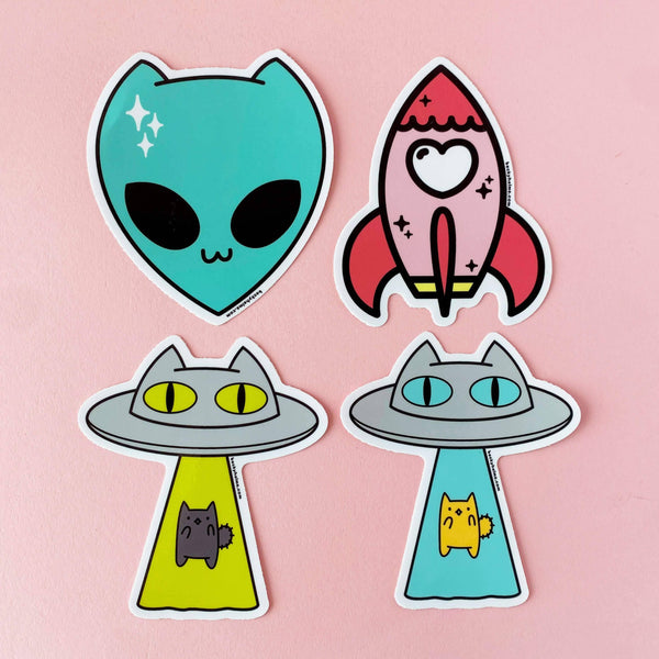 Alien Cats Vinyl Sticker Pack