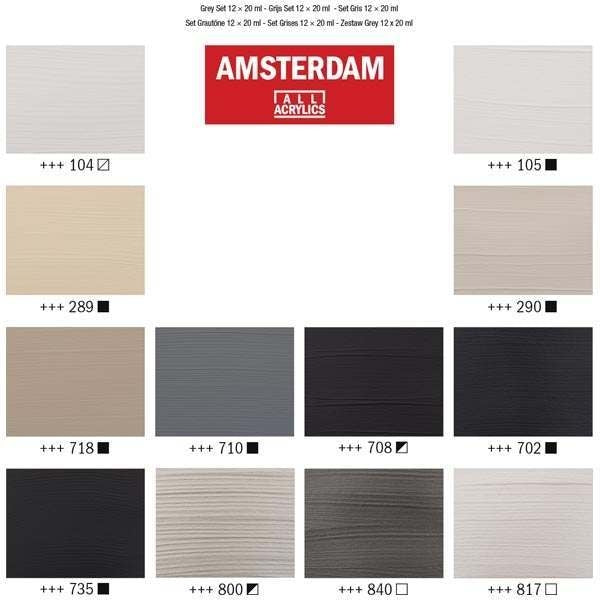 Amsterdam Standard Series Acrylic Paint Sets, 12Color Grays Set