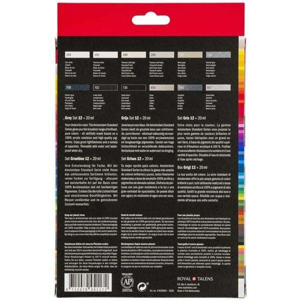 Amsterdam Standard Series Acrylic Paint Sets, 12Color Grays Set