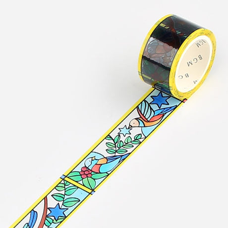Stained Glass Birds and Plants Washi Tape Clear BGM