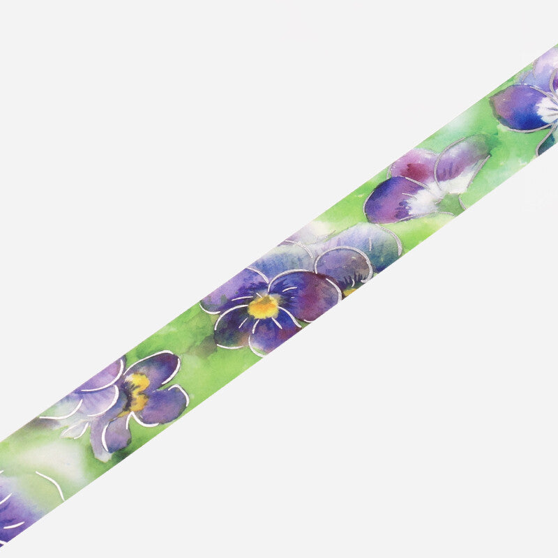 Watercolor Flower Violet Washi Tape BGM
