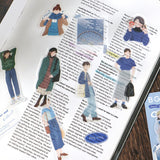 Girl Flake Sticker Casual Blue Coordinate (45 pieces)
