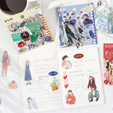Girl Flake Sticker Casual Blue Coordinate (45 pieces)