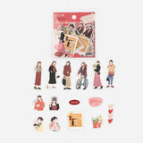 Girl Flake Sticker Casual Red Coordinate (45 pieces)