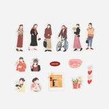 Girl Flake Sticker Casual Red Coordinate (45 pieces)