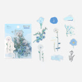 The Flowers Bloom Blue PET Flake Sticker (30 pieces)