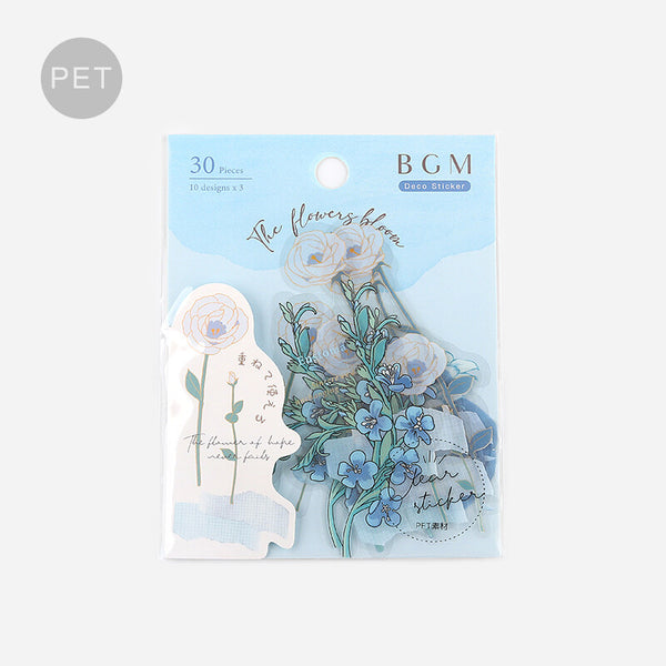 The Flowers Bloom Blue PET Flake Sticker (30 pieces)