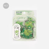 Flower Blooms In A Bottle Young Green Clear Sticker (30 pieces)