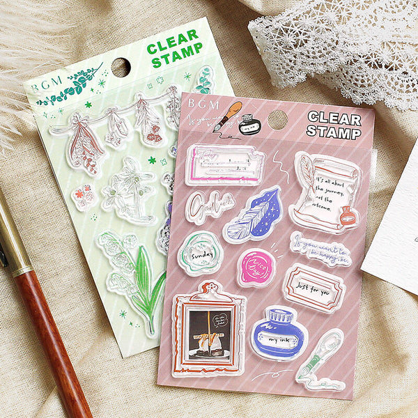 Stationery Writing Papers & Envelope BGM Clear Stamp Set