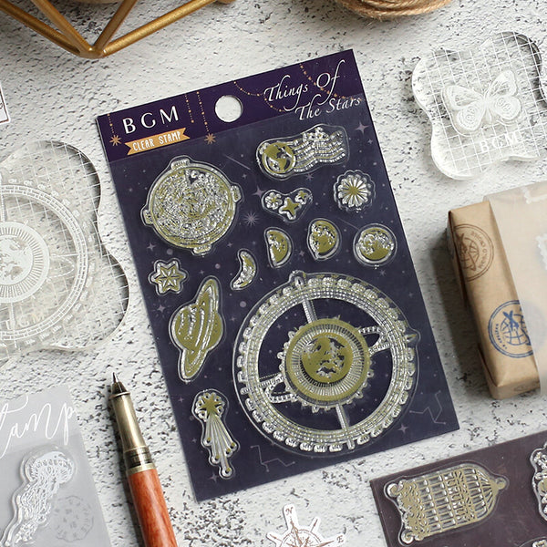 Celestial Things of the Stars BGM Clear Stamp Set is perfect for decorating your planner, bullet journal scrapbook, card making or crafting project. 