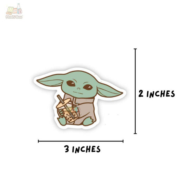 Baby Yoda Drinking Boba Vinyl Sticker