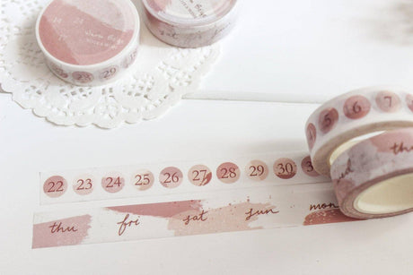 Beige Days & Numbers Washi Tape