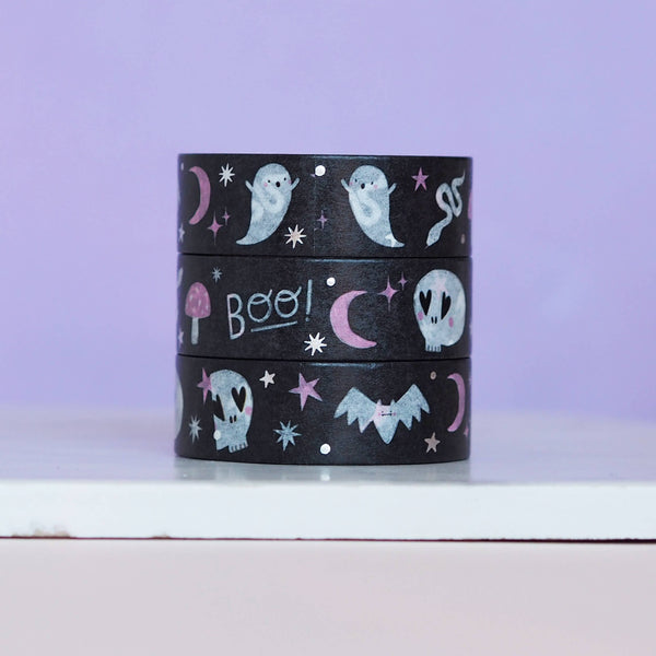 Black Halloween Doodles Washi Tape