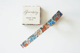 Cinta washi con ilustración floral azul
