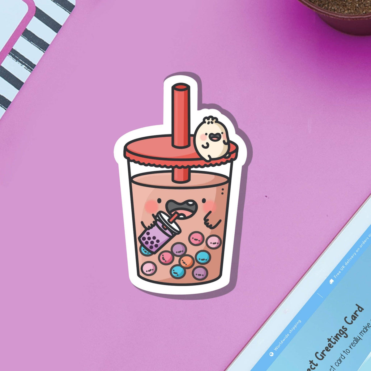 Bubble Tea Sticker Simple Bubble Tea Vinyl Sticker – Little Craft Place