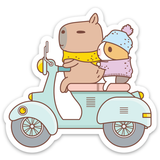 Bubu and Moonch Riding Scooter Vinyl Sticker
