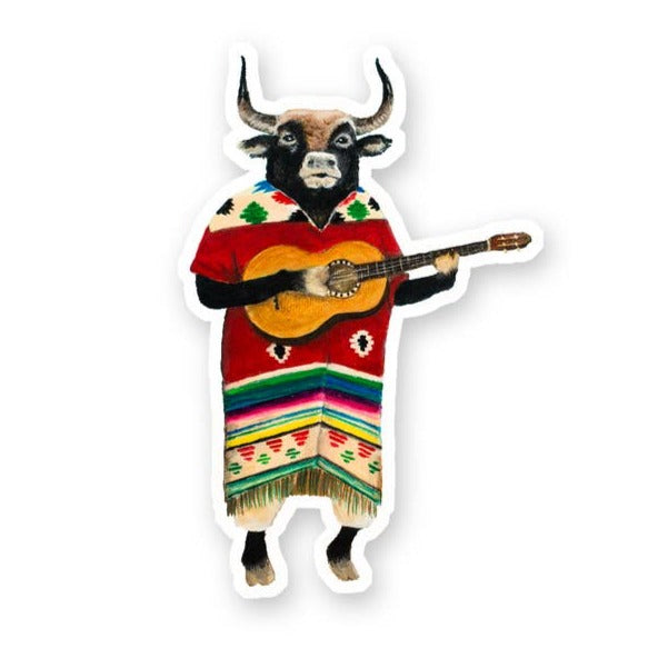 Bull Guitarist Vinyl Sticker