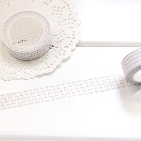 Burnt Coral Grid Washi Tape