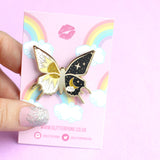 Butterfly Enamel Pin Glitter Punk