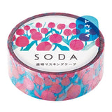Tulip Soda Washi Tape. Transparent PET film tape which is easy to re-stick.