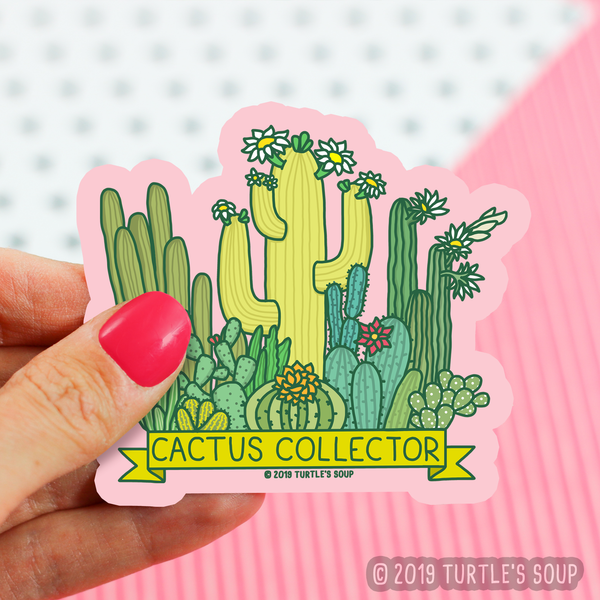 Declare your love for all things cacti with this original "Cactus Collector" vinyl sticker!
