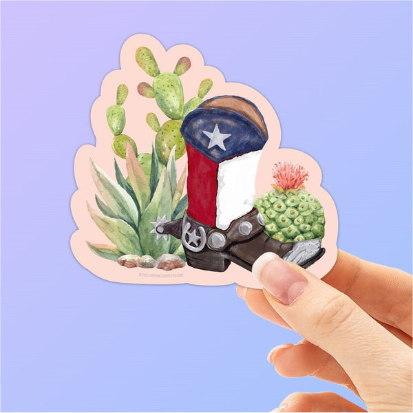 Cactus and Cowboy Boots Texas Sticker