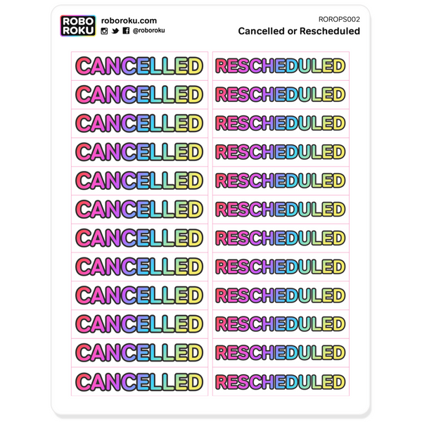 Cancelled And Rescheduled Planner Stickers
