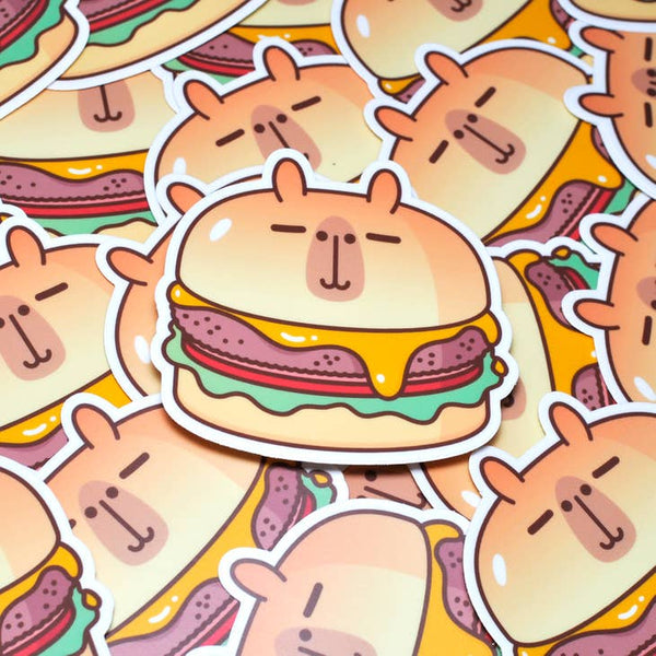 Capybara Cheeseburger Vinyl Sticker
