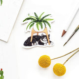 Siberian Cat with Fern Plant Sticker