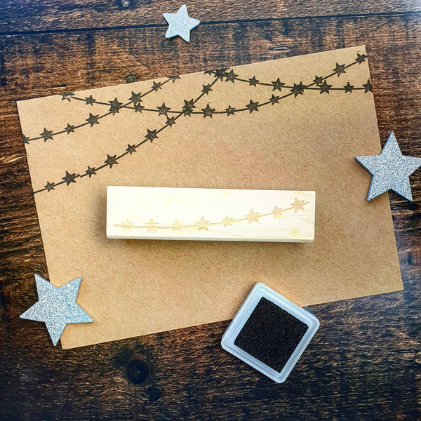 Christmas String of Stars Rubber Stamp