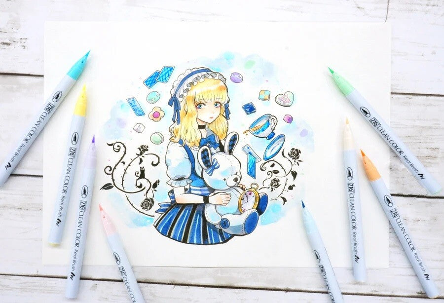 Juego de 48 marcadores Zig Clean Color Real Brush 