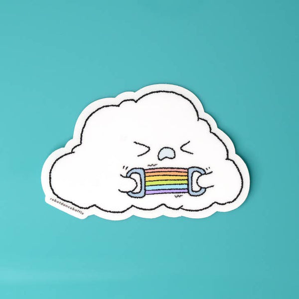 Cloudy Working Out Sticker