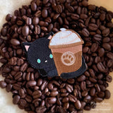 Coffee Black Cat Iron On Patch