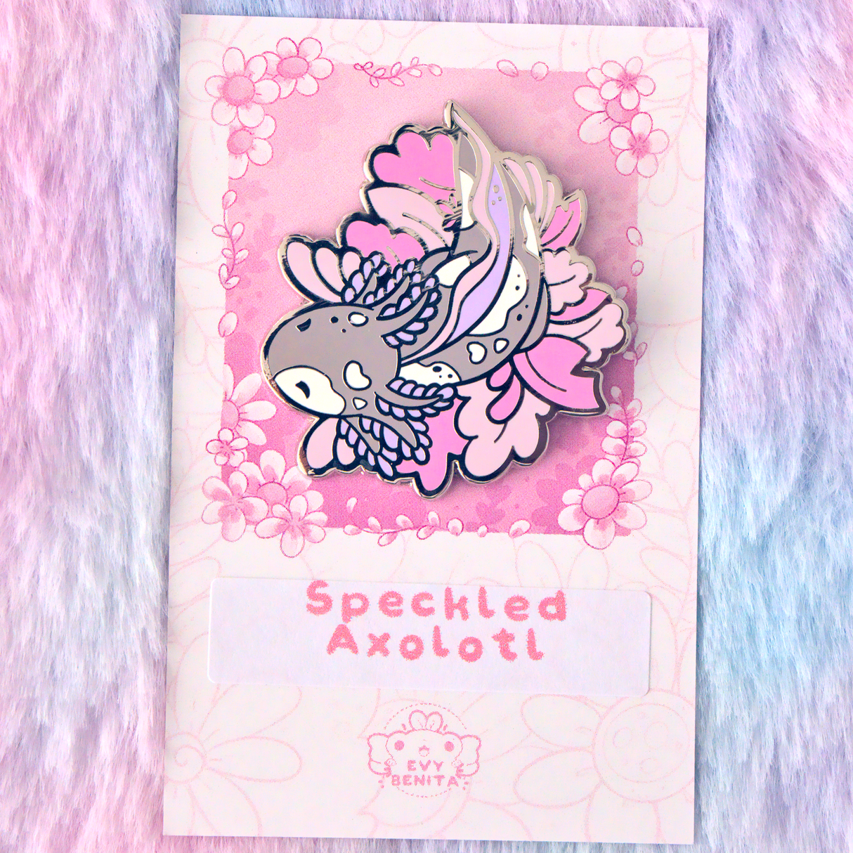 Coral Speckled Axolotl Hard Enamel Pin