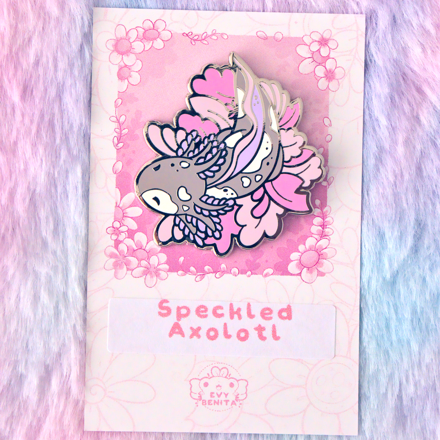 Coral Speckled Axolotl Hard Enamel Pin