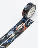 Here's a roll of velvety indigo washi tape featuring a collection of marine animals that make the deep sea their home.