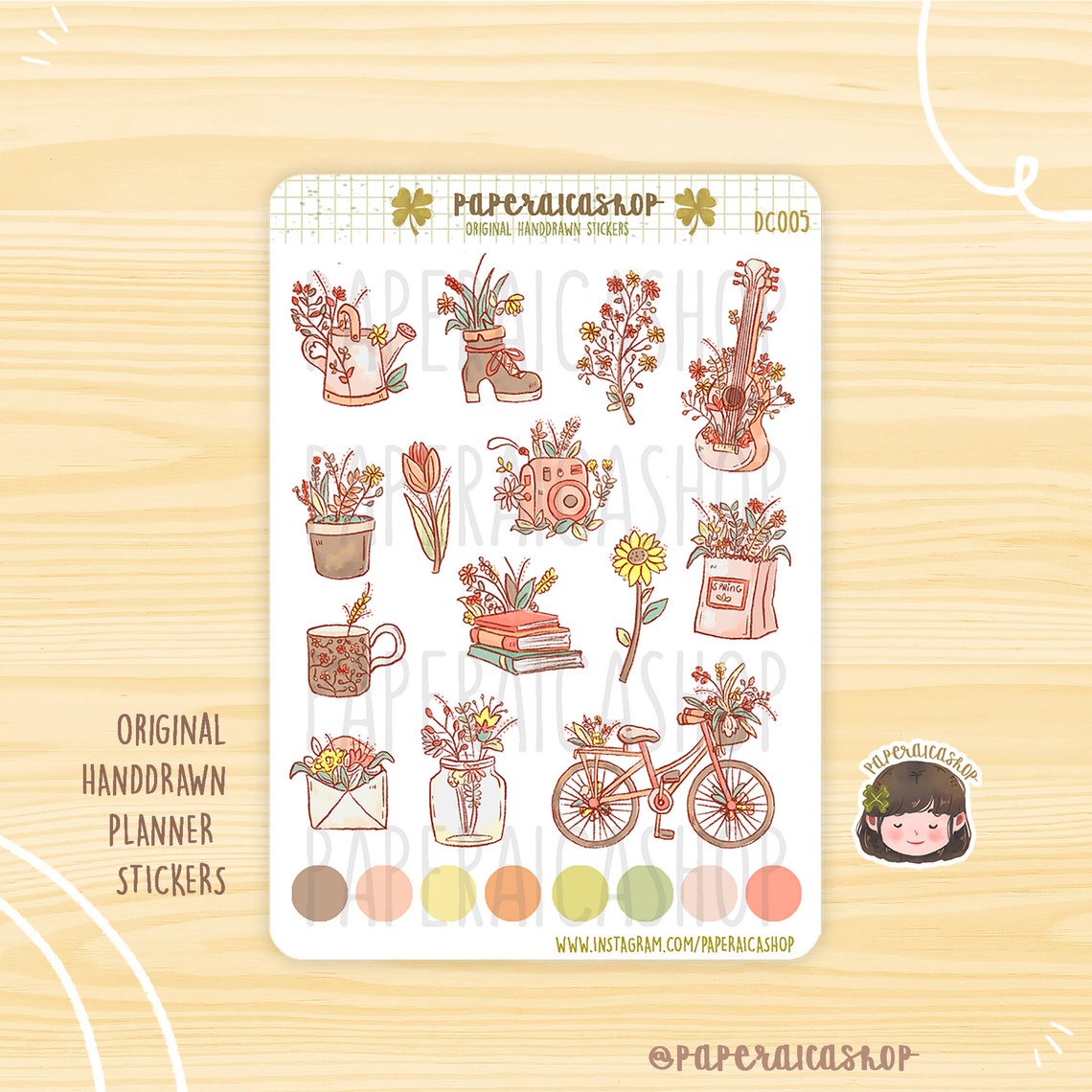 Pegatinas florales de primavera para planificador PaperaicaShop