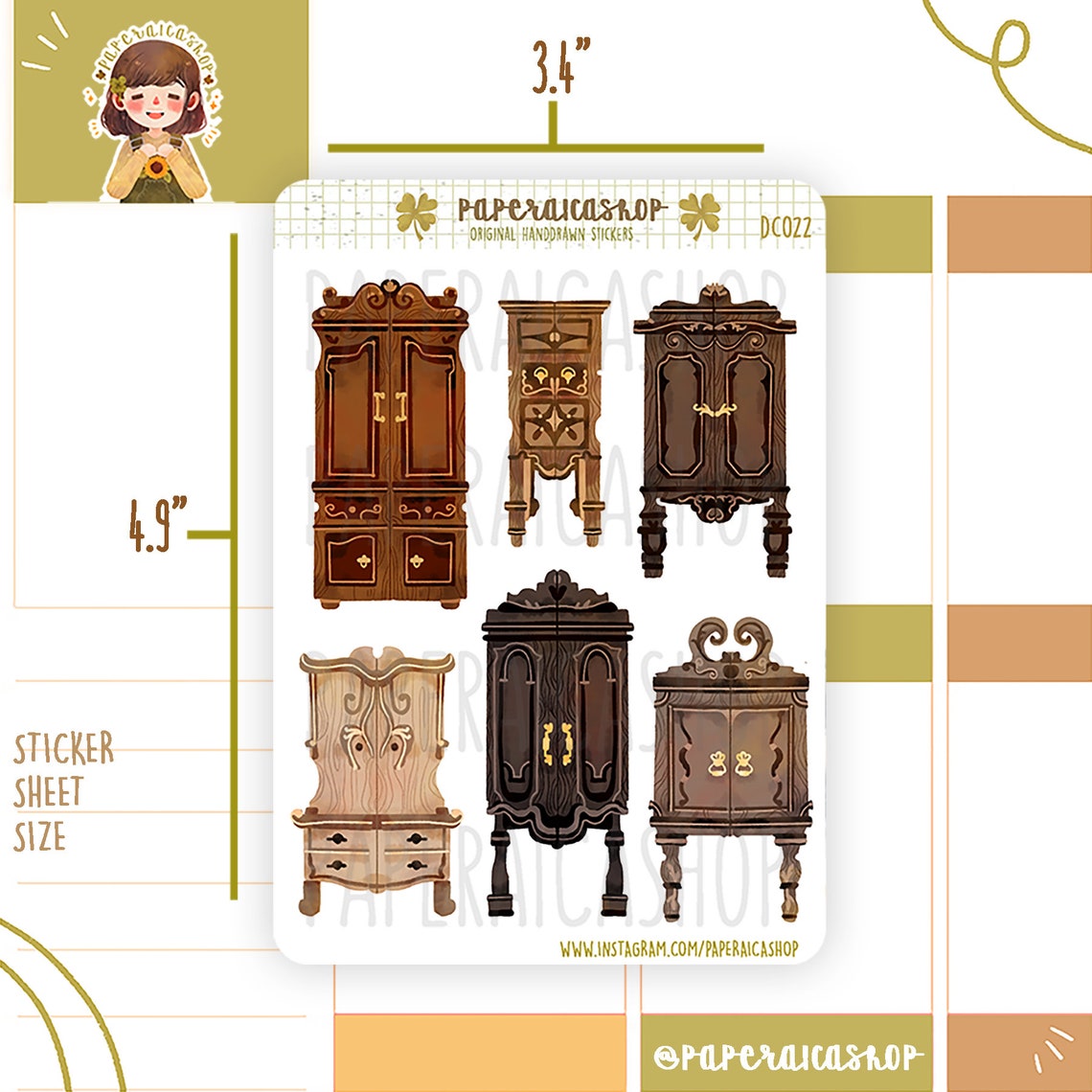 PaperaicaShop Cute Antique Stickers